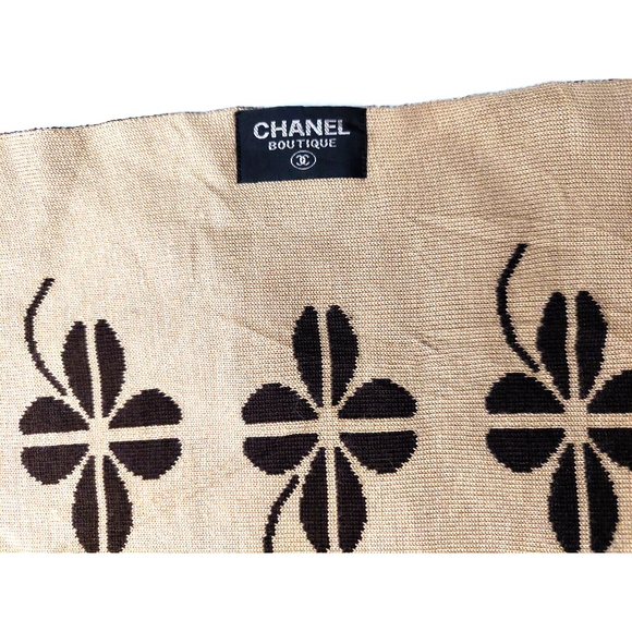 CHANEL Brown & Tan Reversible Scarf Botanical Floral Print - Picture 16 of 16